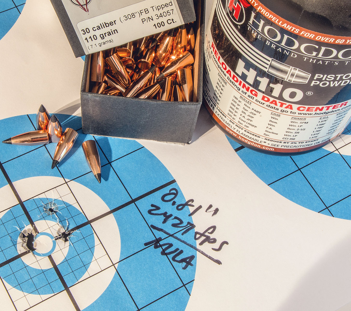 Nosler’s 110-grain Varmageddon bullet and Hodgdon H-110 powder delivered the smallest five-shot group of any bullet/powder combination tested.